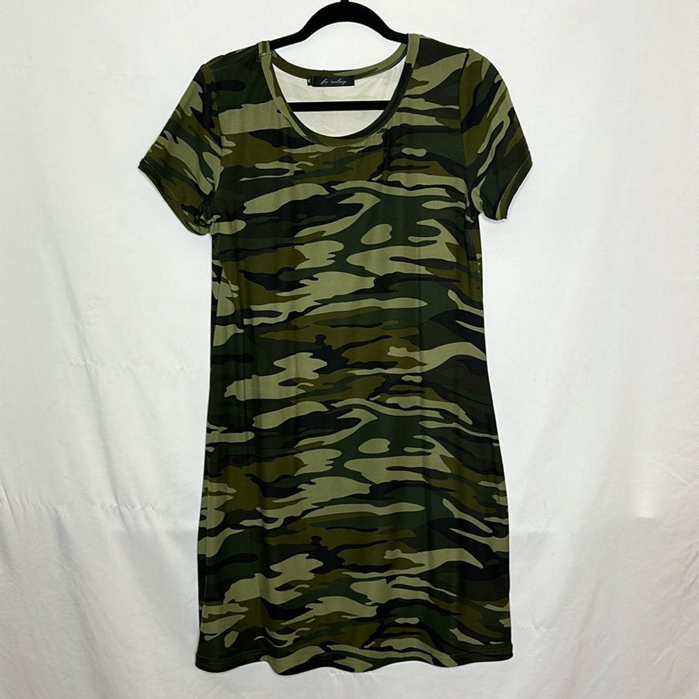 Short Sleeve Camo T-Shirt Dress